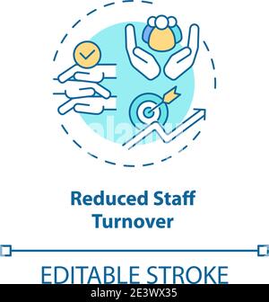 Reduced staff turnover concept icon Stock Vector