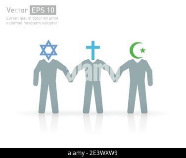 People of different religions. Islam (Muslim), Christianity (Christian) and Judaism (Jewish ) Stock Vector