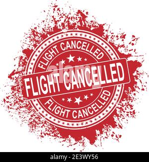 Grunge red flight canseled word round rubber seal stamp on white background Stock Vector