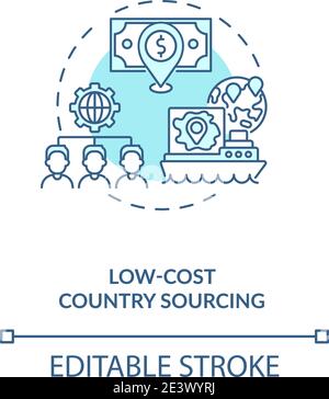 Low-cost country sourcing concept icon Stock Vector