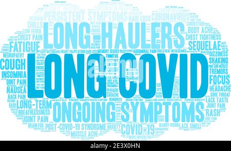 Long COVID word cloud on a white background. Stock Vector