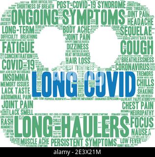 Long COVID word cloud on a white background. Stock Vector