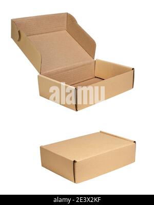 Small cardboard boxes on white background with clipping path Stock Photo