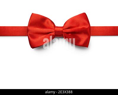 Red color bow tie isolated on white background with clipping path Stock Photo