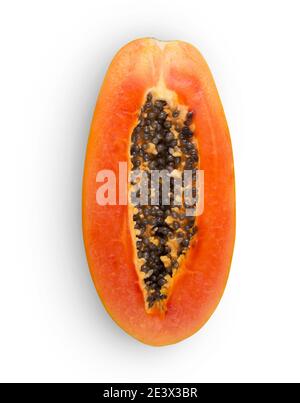 Sliced fresh papaya isolated on white background with clipping path Stock Photo