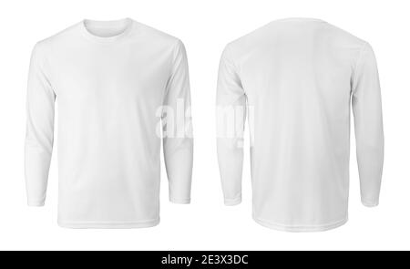 White long sleeved t-shirt mock up, front view, isolated on white ...