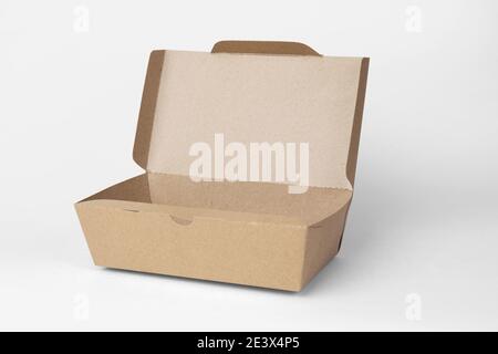 Brown paper food box isolated on white background with clipping path Stock Photo