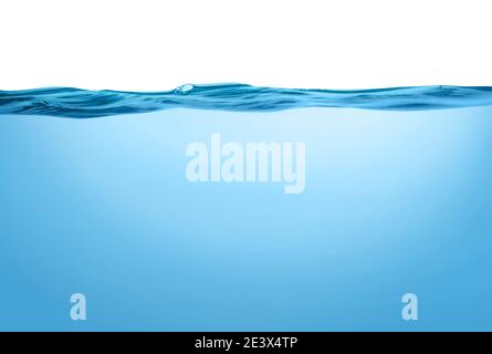 Blue water wave line with bubbles isolated on white background Stock Photo