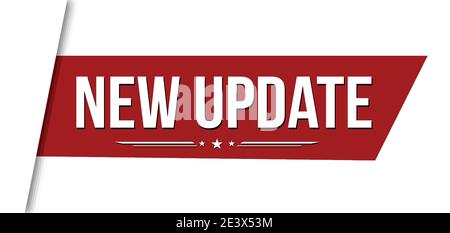 New update banner design on white background, vector illustration Stock Vector