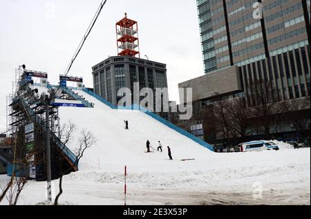 Snow sculptures in the Sapporo snow festival, Japan. Stock Photo