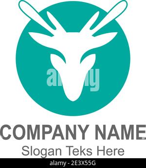 Deer logo icon illustration design vector template Stock Vector
