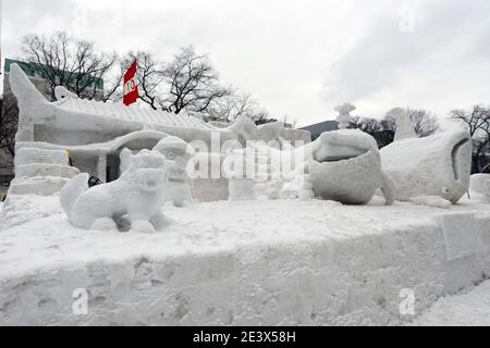 Snow sculptures in the Sapporo snow festival, Japan. Stock Photo