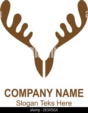 Deer antler logo icon illustration design vector template Stock Vector