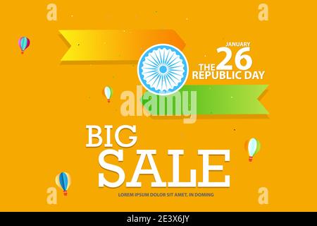 illustration of 26th January Happy Republic Day of India Sale Promotion advertisement backgrounds Stock Vector