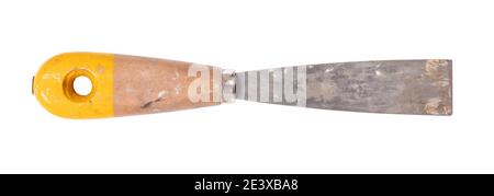 Old used putty knife isolated on white background Stock Photo