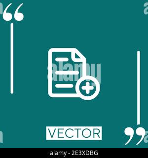 text file add outlined interface button Linear icon. Editable stroke line Stock Vector
