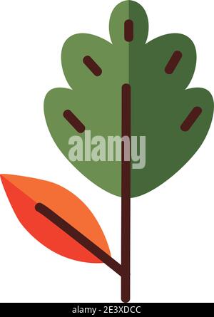 leaf with two leaves line and fill style icon design of Plant natural ...