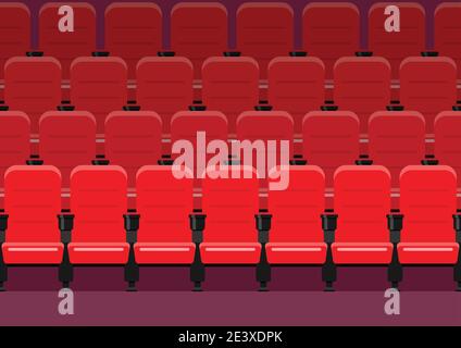 Red chairs in movie theater. vector illustration Stock Vector