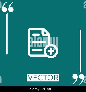 text file add outlined interface button vector icon Linear icon. Editable stroke line Stock Vector