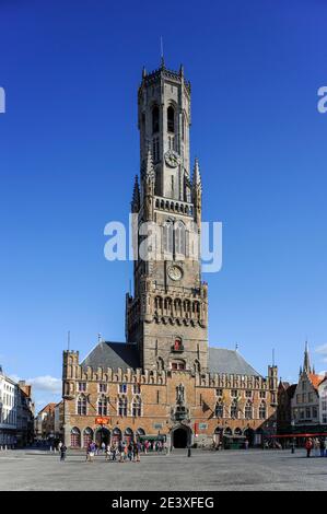 Brügge, Grote Markt, Belfried Stock Photo