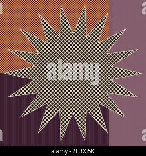 An abstract retro halftone burst shape background image. Stock Vector