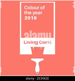 Living Coral Trending Color of the Year 2019. Color pattern, vector  illustration Stock Vector