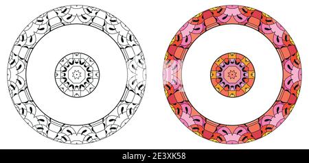 Vector handdrawn illustation of Sun sign. Horoscope signs, magic symbols, icons. Astrology concept for occult design. Color and outline set Stock Vector