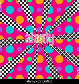 An abstract neon dotted burst shape background image. Stock Vector