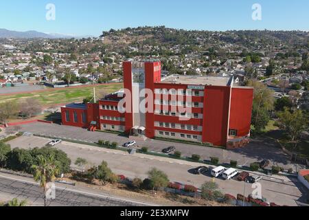 An aerial view of Ribet Academy College Preparatory School, Wednesday, Jan. 21, 2021, in Los Angeles. Stock Photo