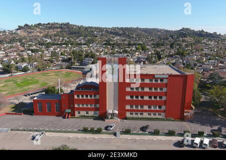 An aerial view of Ribet Academy College Preparatory School, Wednesday, Jan. 21, 2021, in Los Angeles. Stock Photo