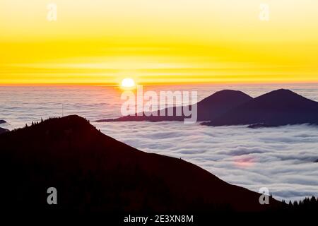 Sea of clouds in the valley morning time Stock Photo