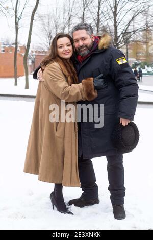 Photo session of Grand Duke George Mikhailovich of Russia, (Georgi Mikhailovich Romanov) heir to the throne of Russia poses with fiancee Rebecca Virginia Bettarini during their engagement at home in Moscow, on January 11, 2021, Russia.Miss Rebecca Virginia Bettarini converted to Orthodox religious, on July 12, 2020 at Saint Peter and Paul Cathedral in Saint Petersburg. Miss Rebecca Virginia Bettarini took the name Victoria Romanovna. The engagement announcement is January 21, 2021. Photo via Dimitri Revenko/ DNphotography/ABACAPRESS.COM Stock Photo