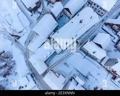 The village of watches in Carnia. Snow and magic Stock Photo