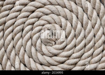 Navy rope folded in circle top view Stock Photo