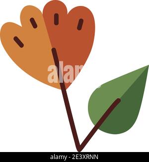leaf with two leaves line and fill style icon design of Plant natural ...