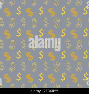 A repeat golden dollar sign pattern background image. Stock Vector