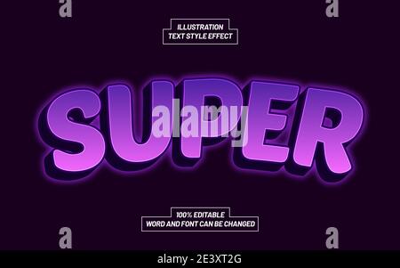 Super Purple Text Style Effect Stock Vector