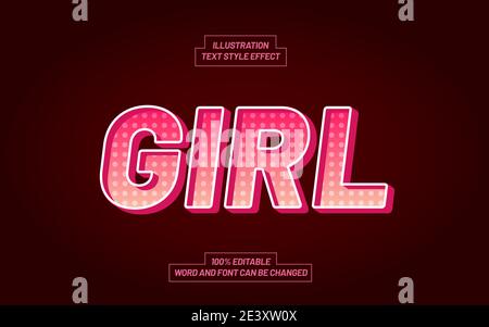 Girl Text Effect Style, Editable Design Stock Vector