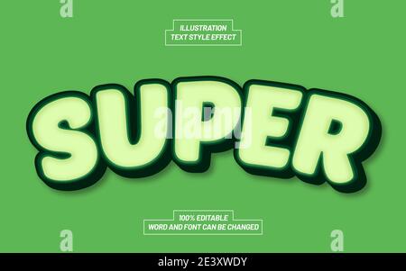 Super Green Text Style Effect Stock Vector