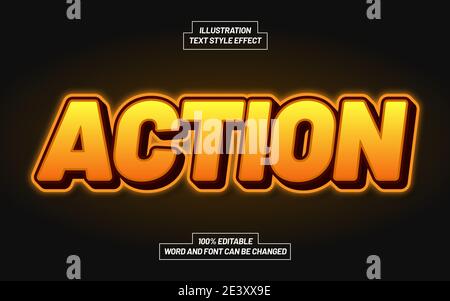 Action Orange Text Style Effect Stock Vector