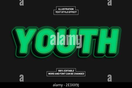 Youth 3D Bold Text Style Effect Stock Vector