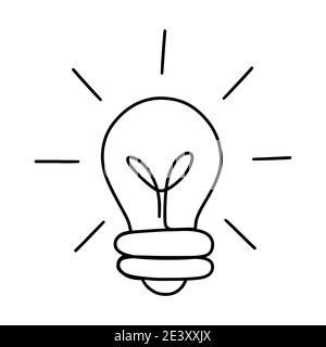 Line art bulb icon continuous line drawing isolated on white background. New idea concept vector illustration. Stock Vector