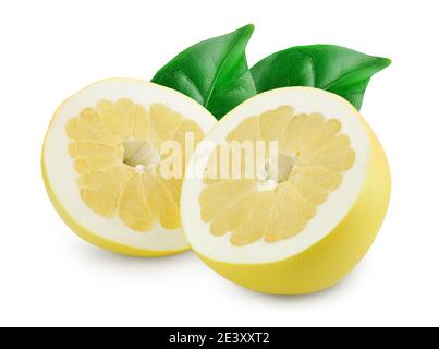 pomelo half isolated on white background with clipping path and full depth of field Stock Photo