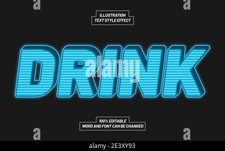 Drink Text Style Effect Stock Vector