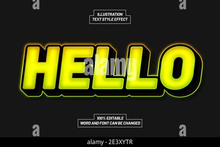 Modern Hello Light Text Style Effect Stock Vector