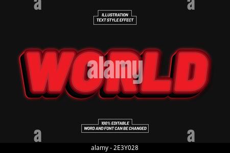 World Text Style Effect Stock Vector