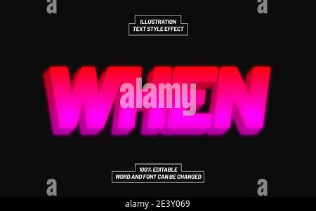 Modern When Purple Text Style Effect Stock Vector