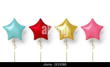 Set of colorful realistic balloon isolated on white background. Vector Stock Vector