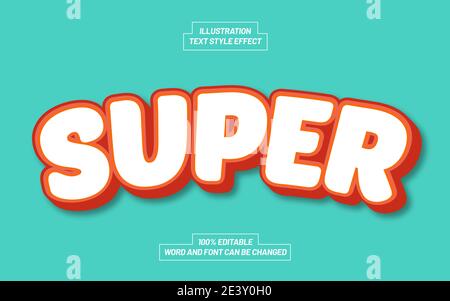 Super Comic Text Style Effect Stock Vector