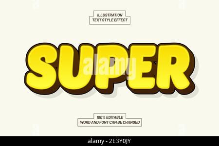 Super Cartoon Text Style Effect Stock Vector
